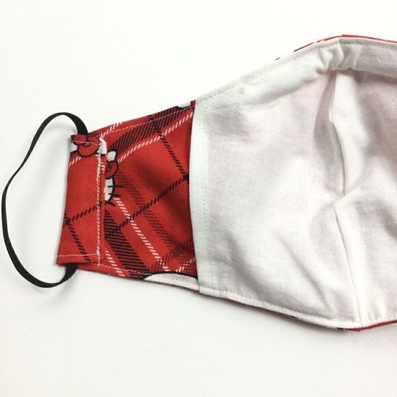 2/$15 - Hello Kitty Mask, Red Plaid Hello Kitty Face Mask, Filti Filter - Picture 7 of 15